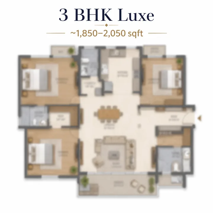 Sattva KIADB 3 BHK Luxe floor plan layout